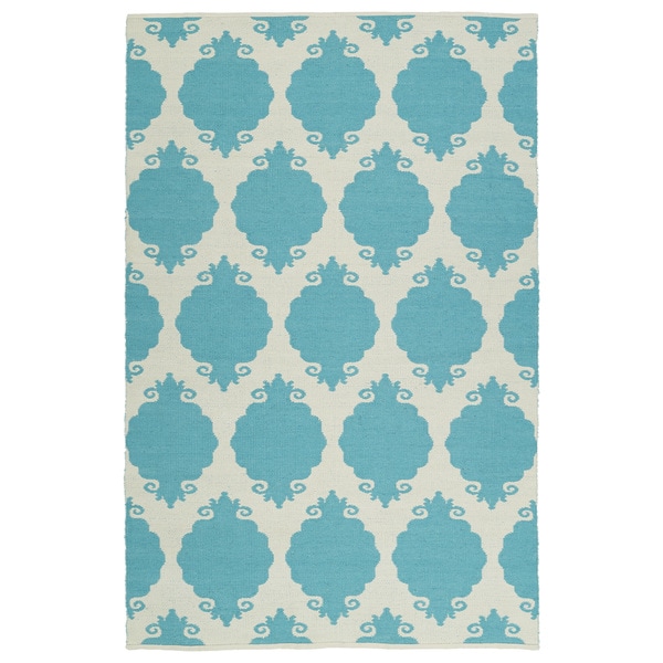 Indoor/Outdoor Laguna Turquoise Medallions Flat-Weave Rug (9'0 x 12'0) - 9' x 12'