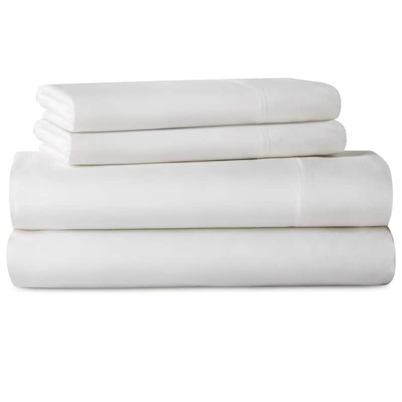 LUCID Comfort Collection Rayon from Bamboo Bed Sheet Set - Queen - White