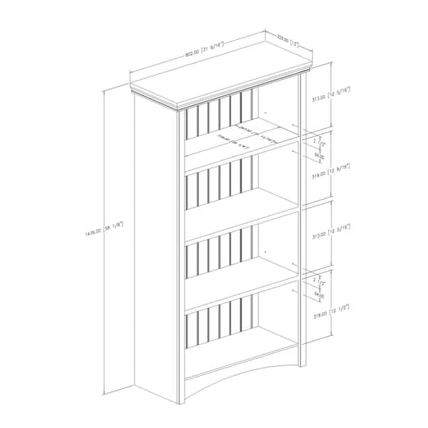 South Shore Pure White Gascony 4-shelf Bookcase