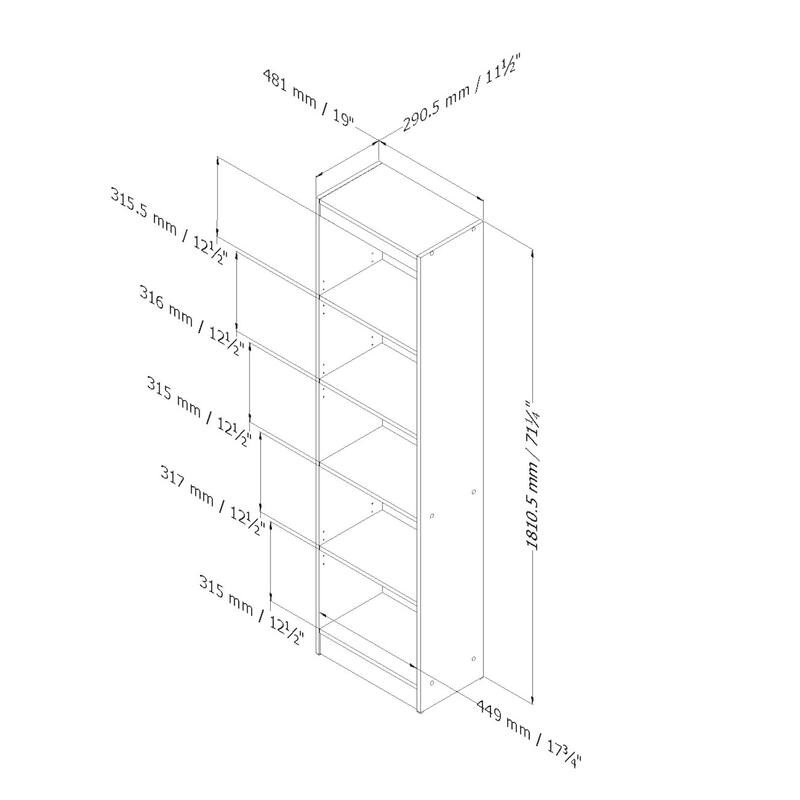 South Shore Axess Morgan Cherry 5-shelf Narrow Bookcase