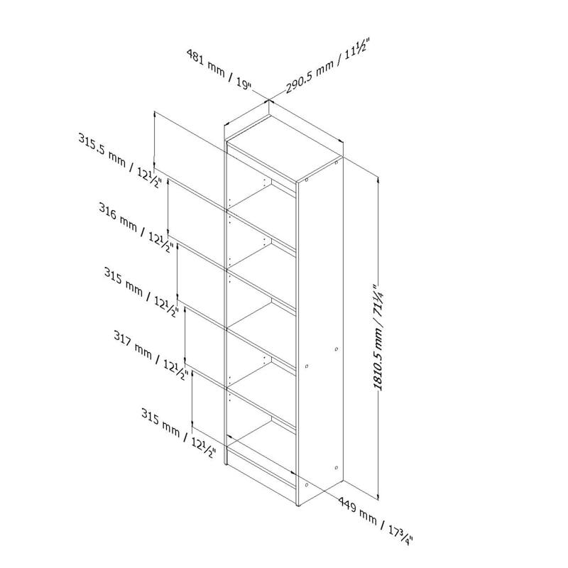 South Shore Axess Morgan Cherry 5-shelf Narrow Bookcase