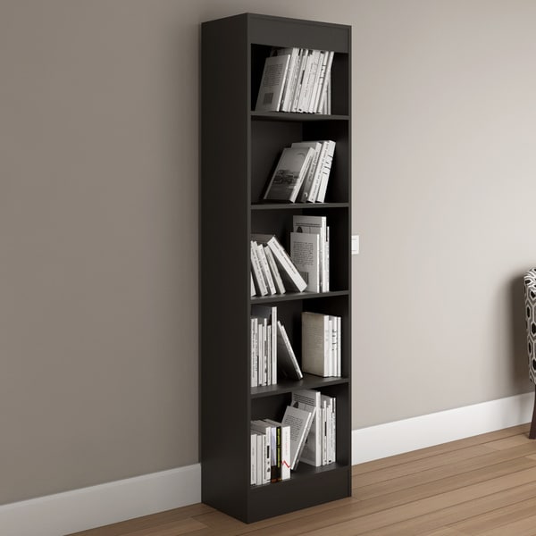 South Shore Pure Black Axess 5shelf Narrow Bookcase Free Shipping Today