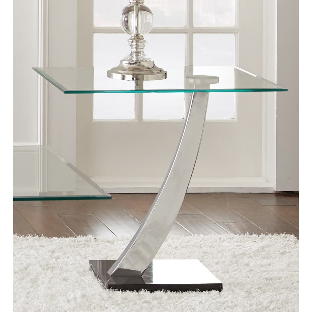 Steve Silver KSideal Chrome and Glass Side Table