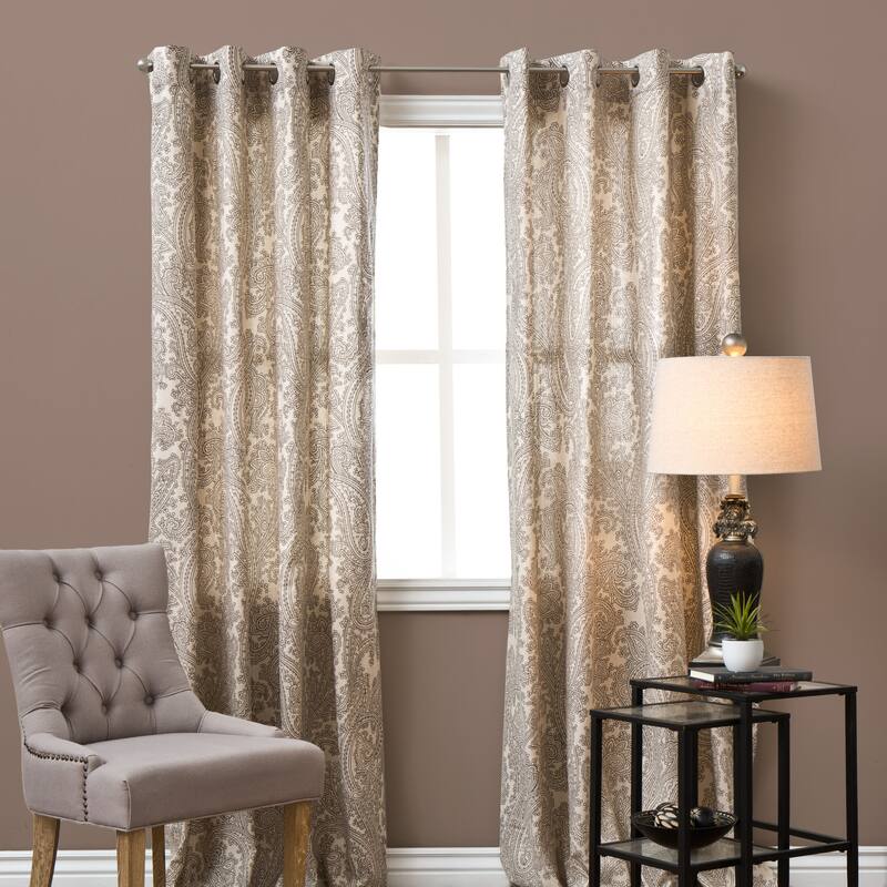 Lambrequin Bazaar Linen Curtain Panel - 54 x 96 - 96 Inches - Grey