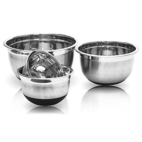 stainless steel mixing bowls with lids and rubber bottoms