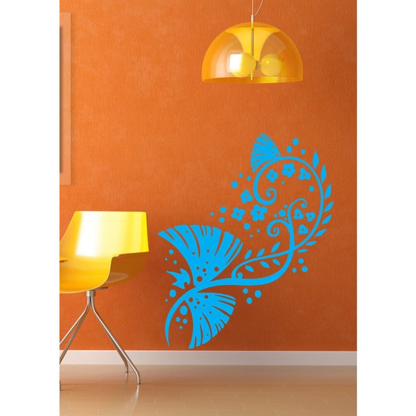 Flowers Swirls Floral Pattern Vinyl Sticker Wall Art  