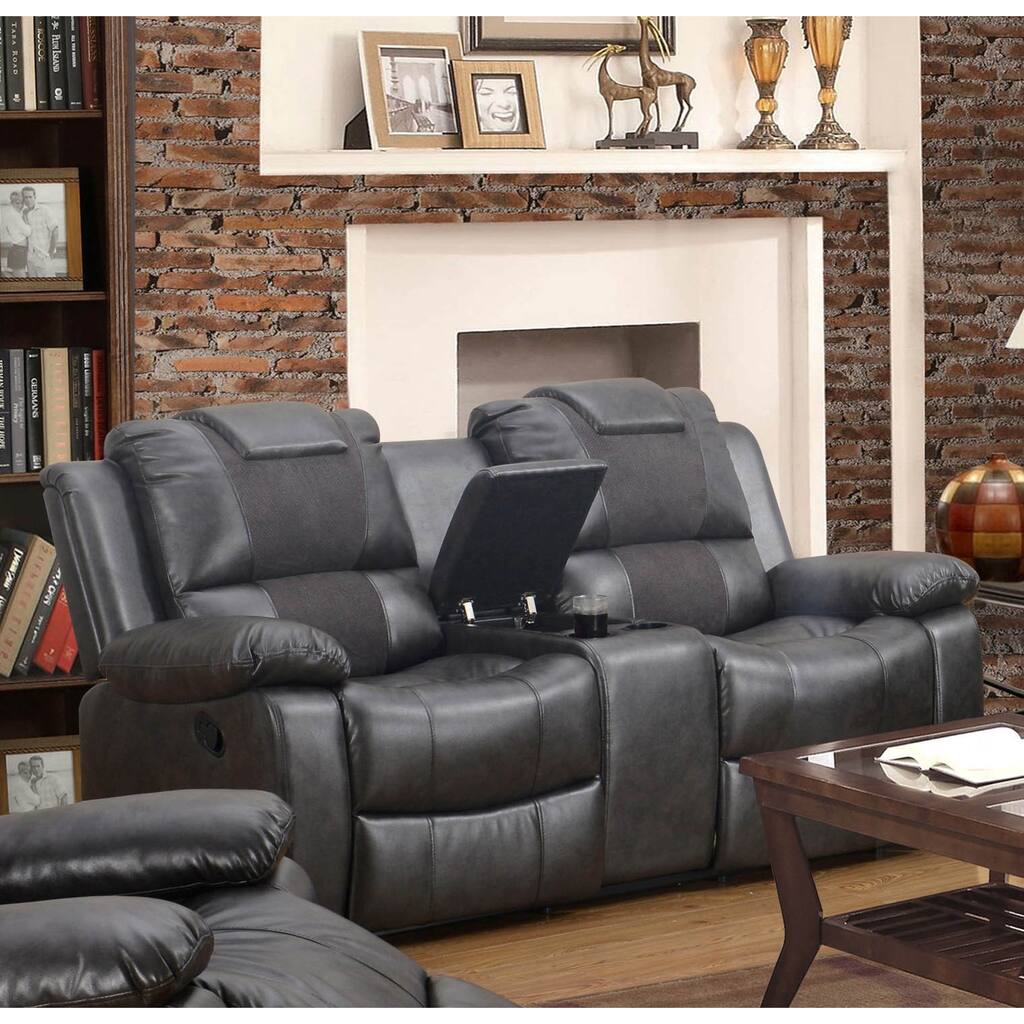 LYKE Home Felicia Black Reclining Loveseat