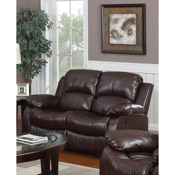 LYKE Home Kayla Brown Bonded Leather Loveseat