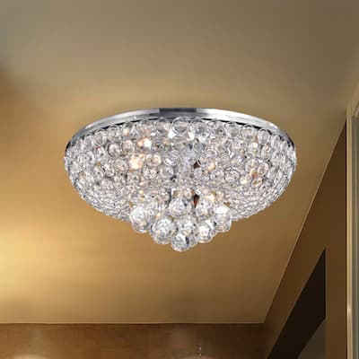 Francisca 4-light Chrome Finish Flush Mount Crystal Chandelier