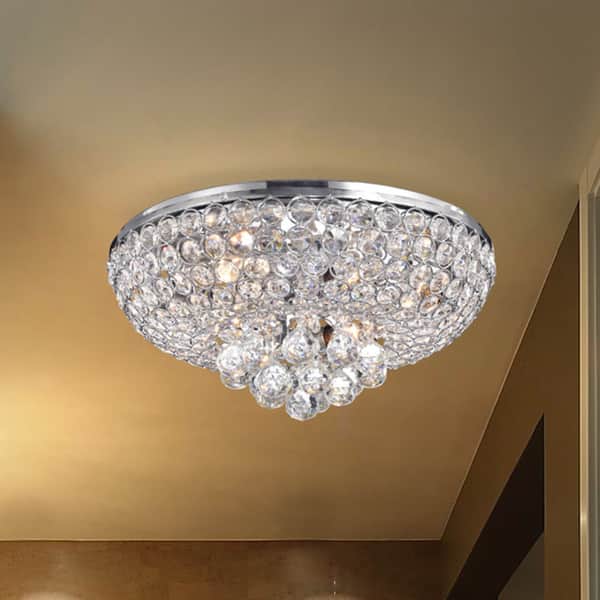 Francisca 4-light Chrome Finish Flush Mount Crystal Chandelier