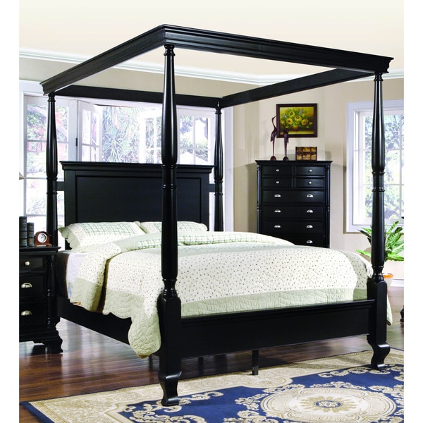 LYKE Home Black Sora Canopy Bed - Overstock - 10192229