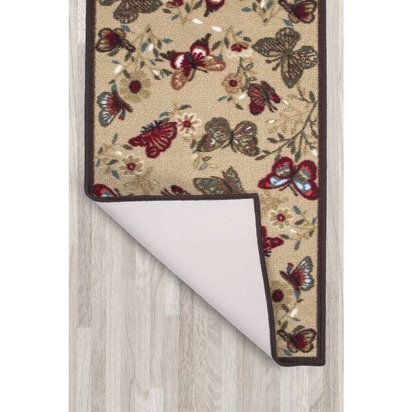Naturestep Rug Butterfly Ottomanson Ottohome Collection Beige Contemporary Butterflies Non-skid ...