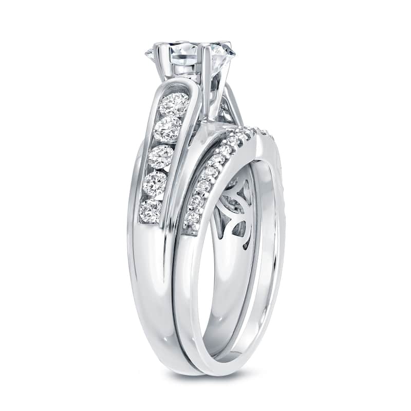 Auriya 14k Gold 14k White Gold 1 1/4ctw Certified Round Diamond Bridal Ring Set