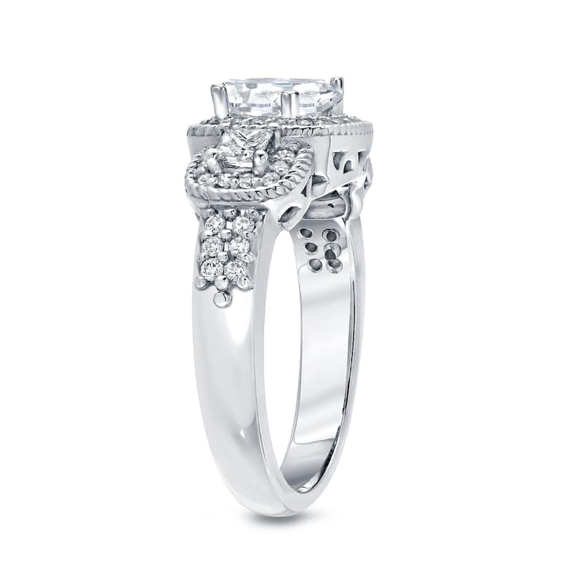 Auriya 14k Gold 1 1/2ctw Vintage 3-stone Princess-cut Diamond Engagement Ring