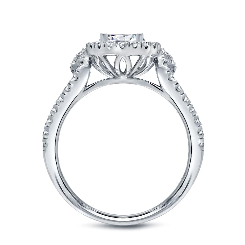 Auriya Modern Split Shank 1 1/2ct TDW Round Diamond Halo Engagement Ring 14k White Gold (I-J, I1-I2)