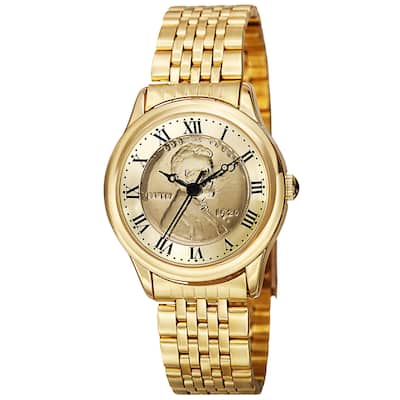 August Steiner Women's Quartz Wheat Penny Coin Steel Gold-Tone Bracelet Watch - Gold