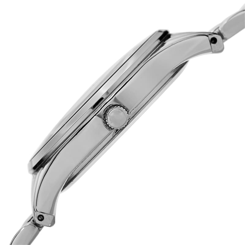 August Steiner Men's Quartz Buffalo Nickel Coin Dial Silver-Tone Bracelet Watch - silver