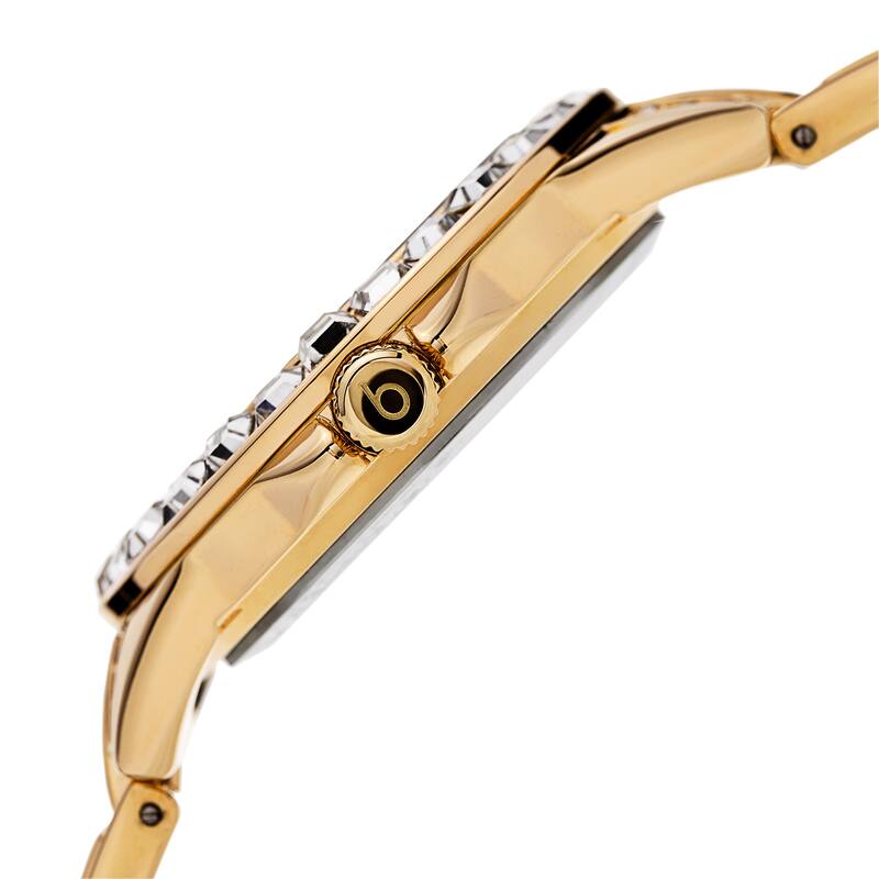 Burgi Women's Quartz Diamond Markers Crystal-accented Bracelet Watch