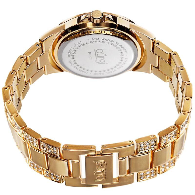 Burgi Women's Quartz Diamond Markers Crystal-accented Bracelet Watch