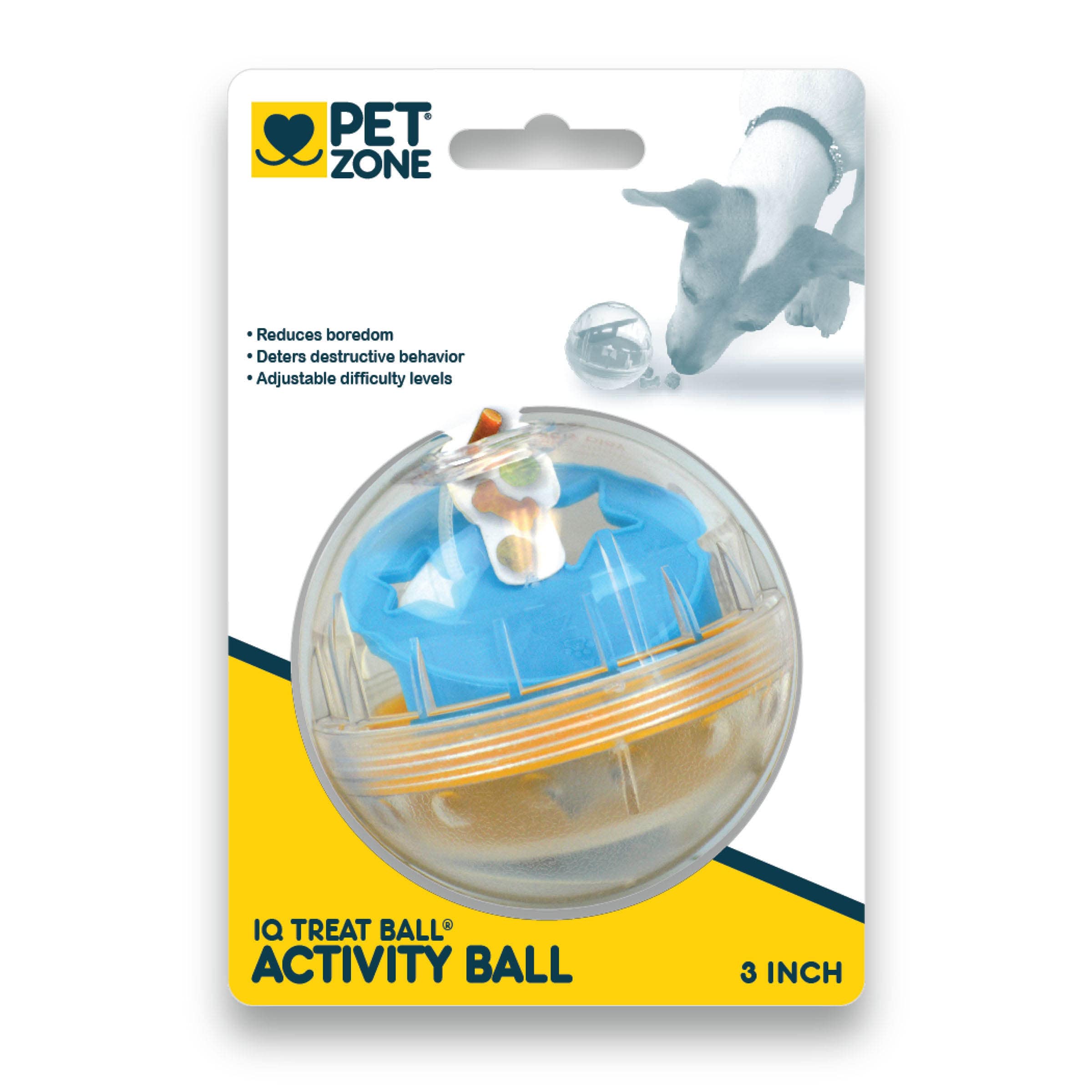 Pet Zone IQ Treat Ball Dog Toy, 3-in