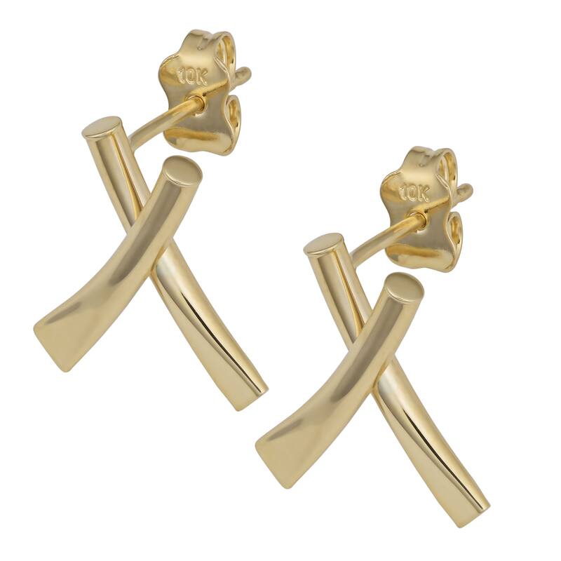 Fremada 10k Yellow Gold High Polish 'X' Design Post Earrings