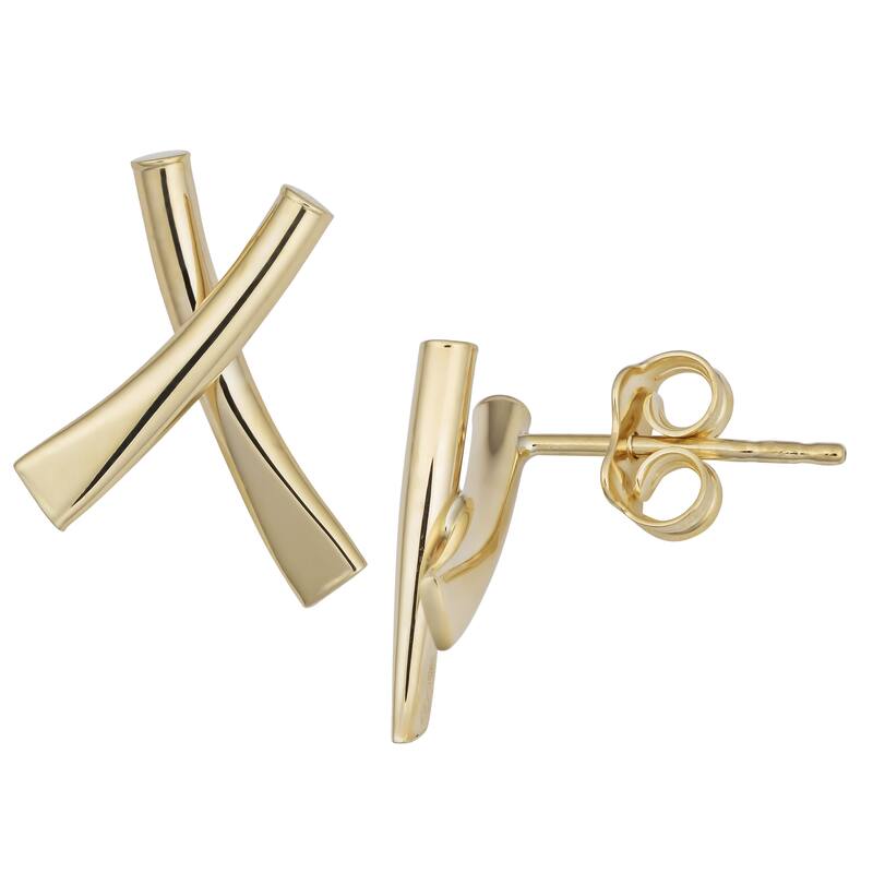 Fremada 10k Yellow Gold High Polish 'X' Design Post Earrings