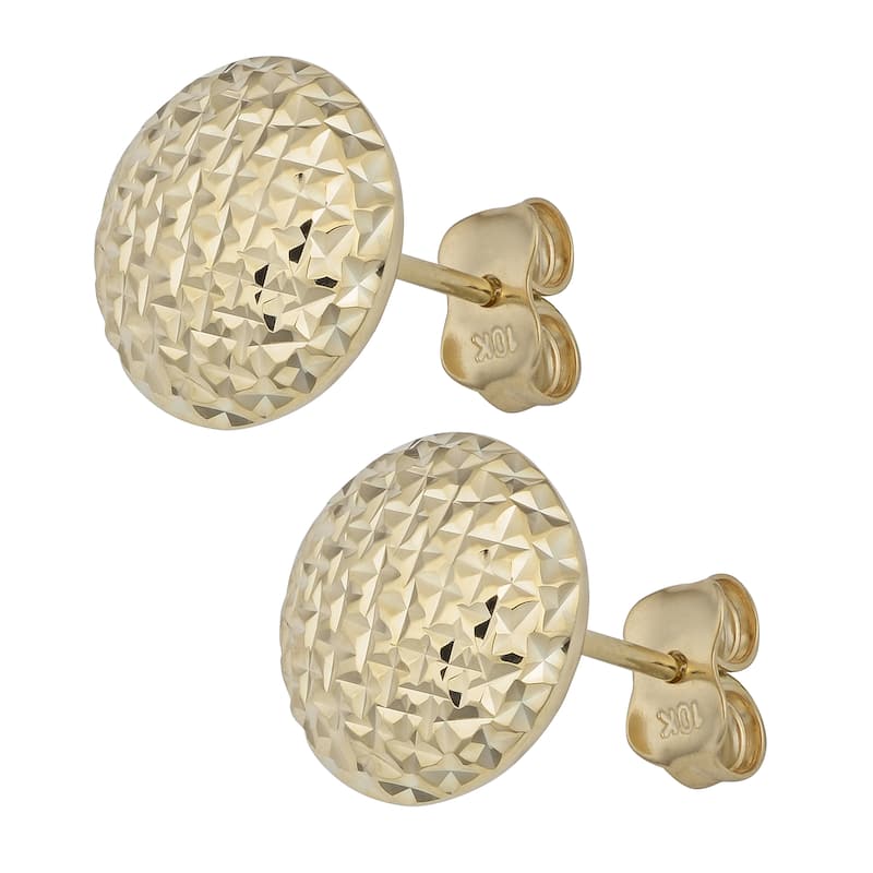 Fremada 10k Yellow Gold Diamond-cut Button Stud Earrings