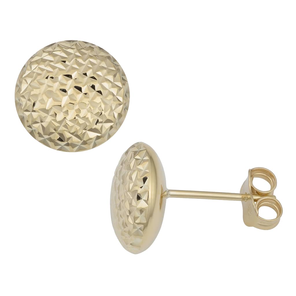 Fremada 10k Yellow Gold Diamond-cut Button Stud Earrings
