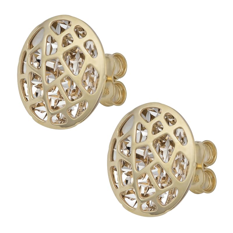 Fremada 10k Two-tone Gold Cut-out Design Round Statement Stud Earrings