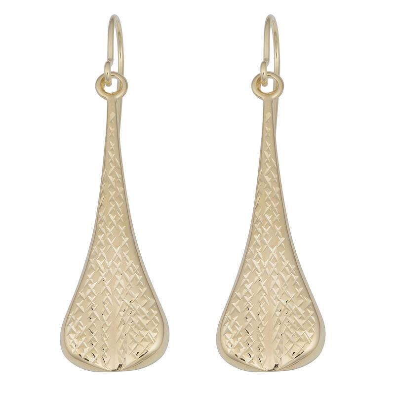 Fremada 10k Yellow Gold Diamond-cut Finished Surface Teardrop Dangle Earrings