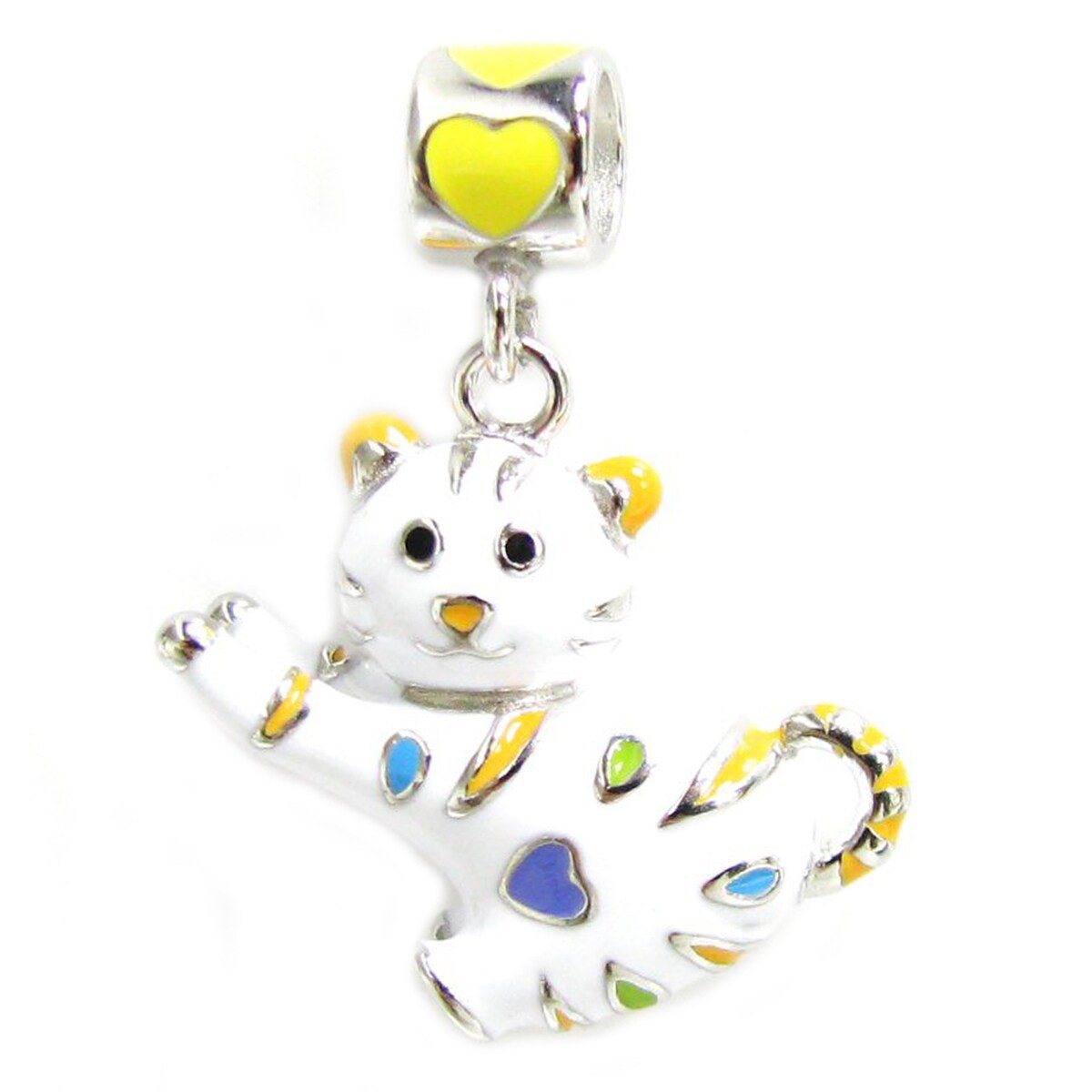 Clear CZ 2 The Kiss Dog Puppy Paw Pet Lover Animal Charm with CZ 925 Sterling Silver Bead Fits European Charm Bracelet