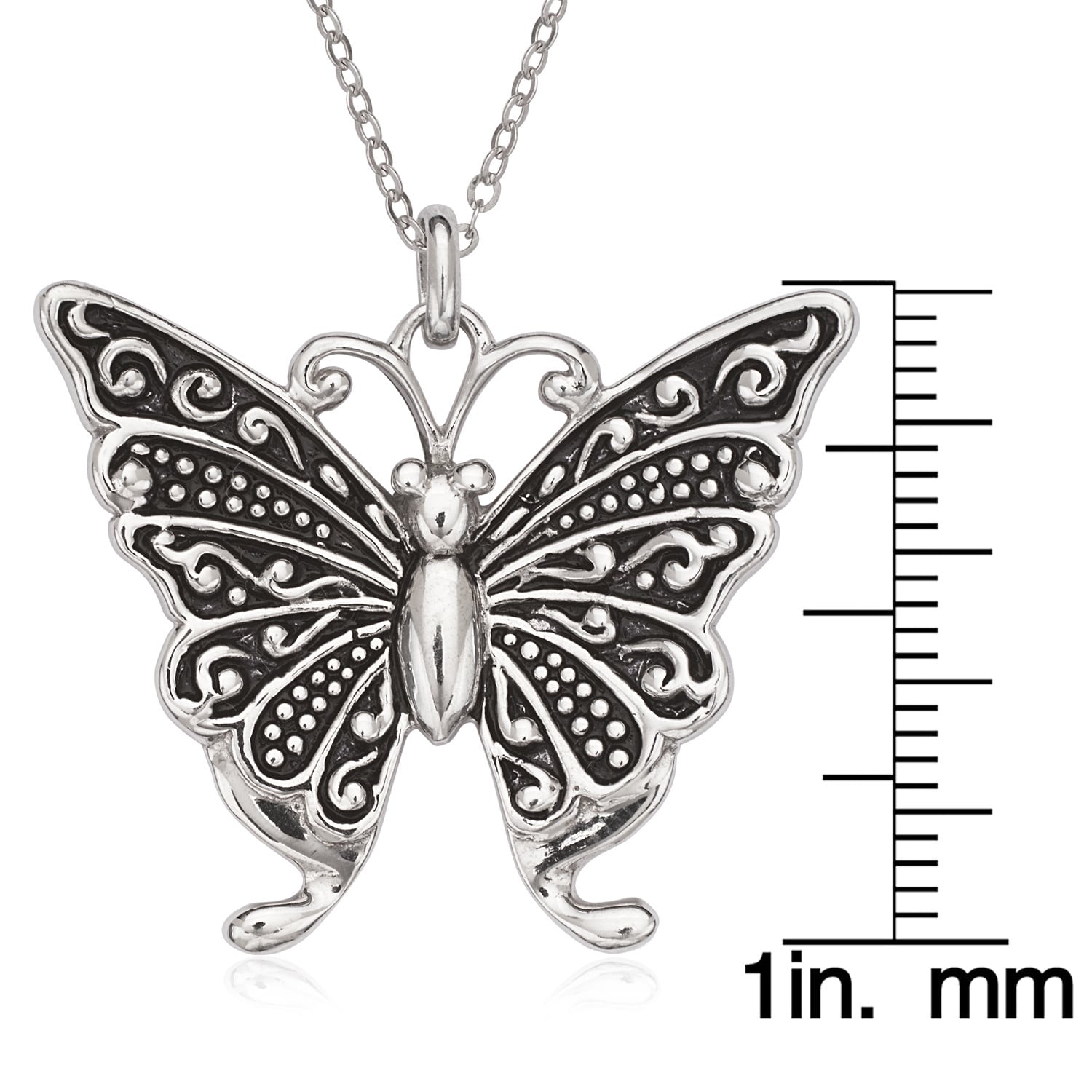 Funky 925 Sterling Silver Filigree Butterfly Necklace with 16" Silver Box Chain 