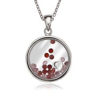 Daesar Sterling Silver Necklaces Chain for Women Red Bead Cubic Zirconia Necklace Pendant Silver