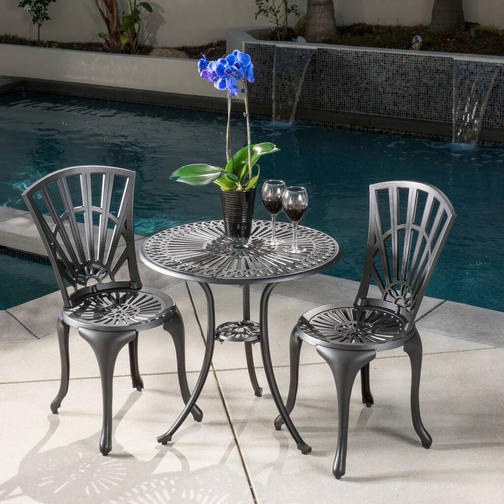 Andorra Outdoor 3-piece Cast Aluminum Bistro Set by Christopher Knight Home