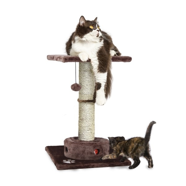 Tiger Tough Cat Playground Scratching Post with Cat- IQ Busy Box - brown