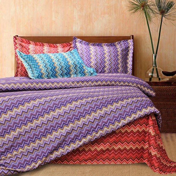 Superior Wrinkle Resistant Zig Zag Brush Microfiber Duvet Cover Set