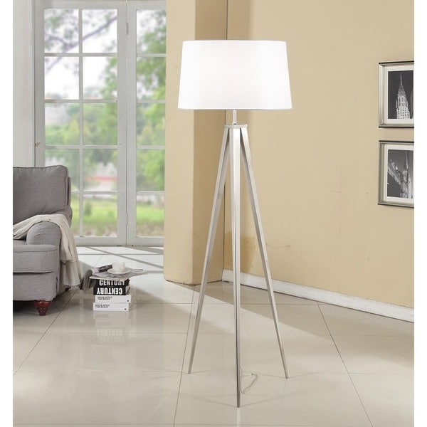 Strick & Bolton Miles 63-inch Brushed Nickel Tripod Floor Lamp