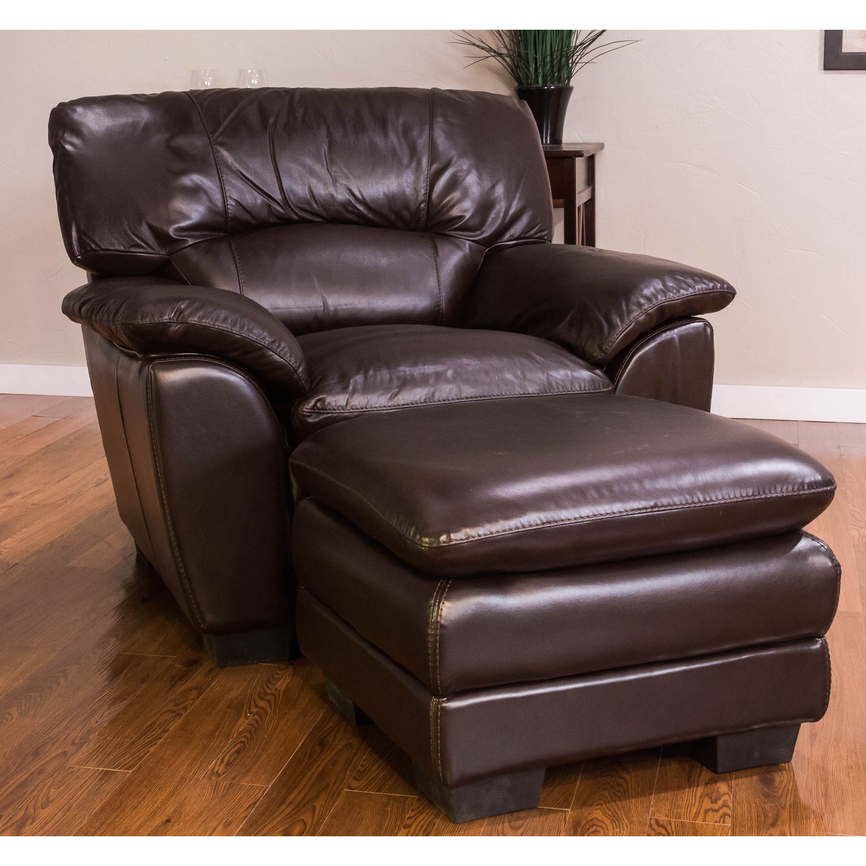 Oversized Leather Chair With Ottoman Fielding Oversized