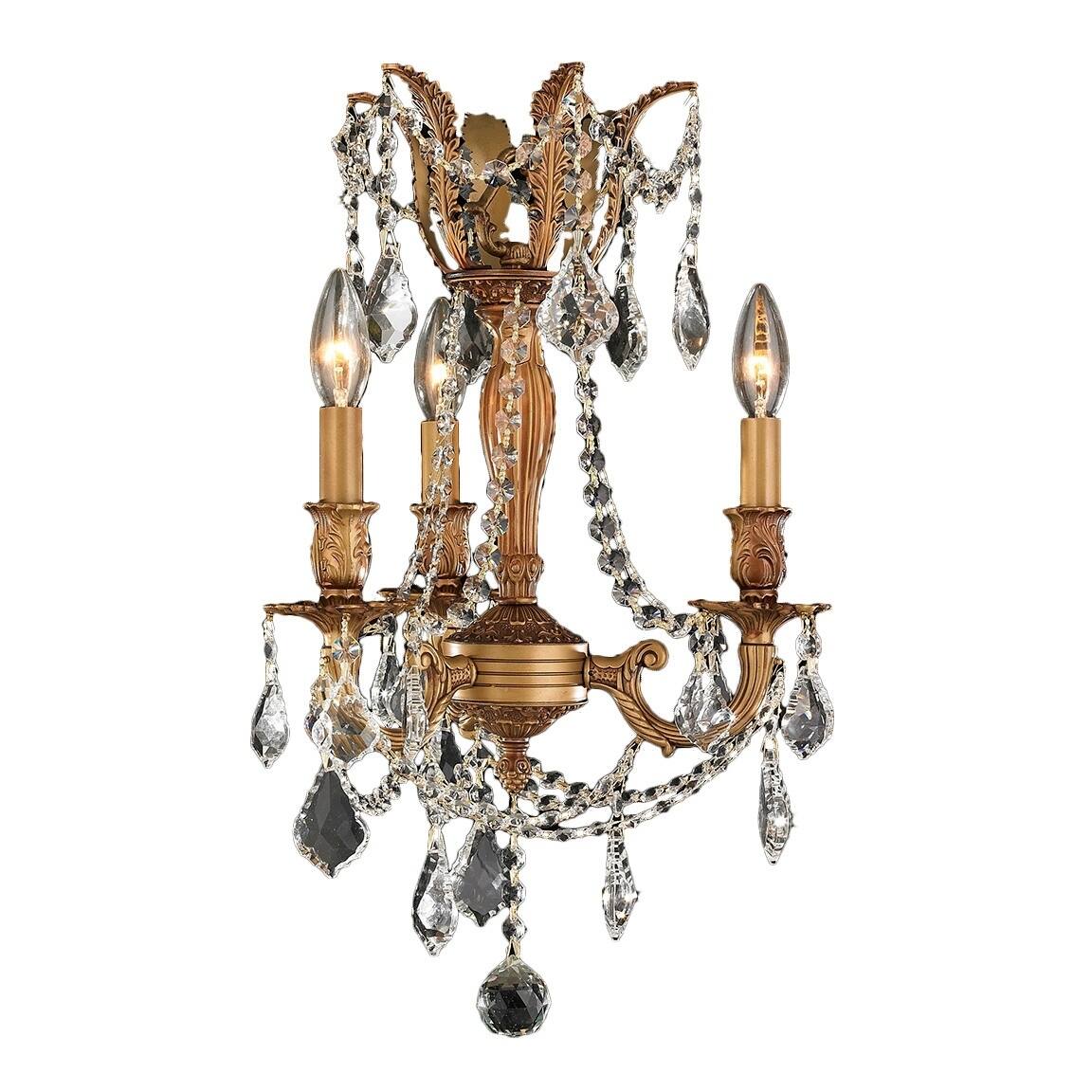 Windsor Collection 3-light French Gold Finish and Clear Crystal 13-inch Mini Chandelier (3 Lights French Gold Chandelier) - Chandeliers For Bedrooms by Overstock.com