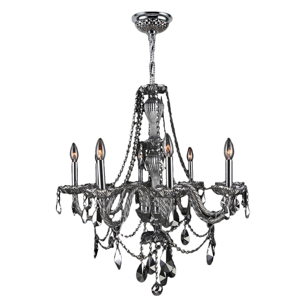 Venetian Italian Style 8-light Chrome Finish and Chrome Crystal 28-inch Chandelier (8 Lights Polished Chrome Chandelier) - Chandeliers For Bedrooms by Overstock.com