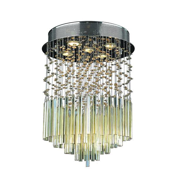 Shop Modern Beaded Crystal 5 Light Halogen Golden Teak Raindrop