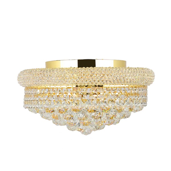 French Empire 8 Light Gold Finish And Crystal 16 Round Flush French Empire 8 Light Gold Finish And Crystal 16 Round Flush Mount Medium Ceiling