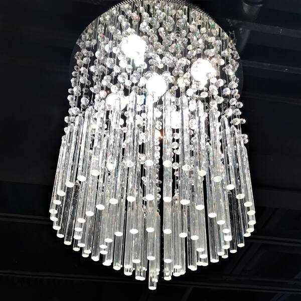 Modern Beaded Crystal 5 Light Halogen Crystal Raindrop Flush Mount Ceiling Light Overstock 10199488