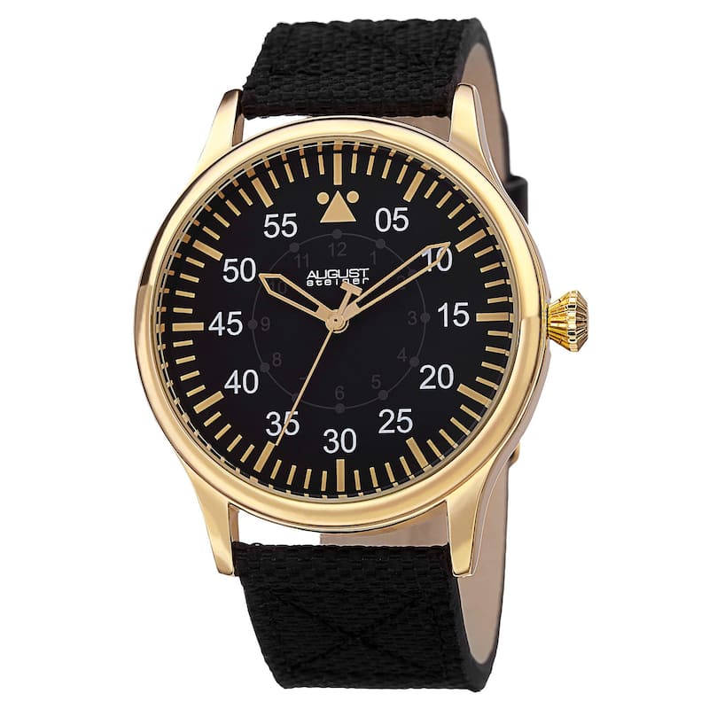 August Steiner Men's Swiss Quartz Multifunction Stainless Steel Canvas Strap/ Bracelet Watch Set