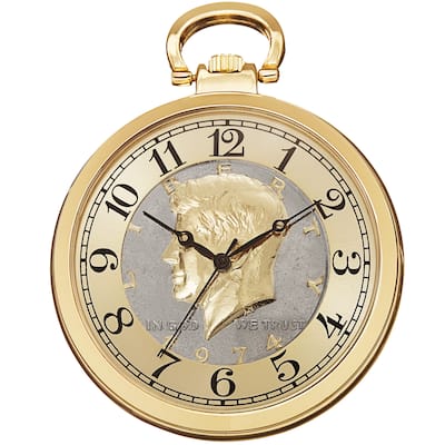 August Steiner Men's Quartz Kennedy Half Dollar Gold-Tone Coin Chain Watch