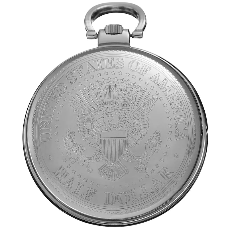 August Steiner Men's Quartz Kennedy Half Dollar Coin Chain Silver-Tone Watch - silver