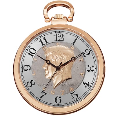 August Steiner Men's Quartz Kennedy Half Dollar Coin Chain Rose-Tone Watch
