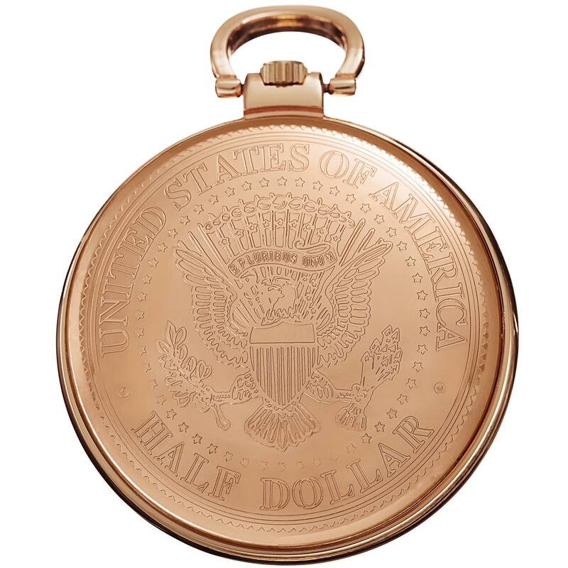 August Steiner Men's Quartz Kennedy Half Dollar Coin Chain Rose-Tone Watch