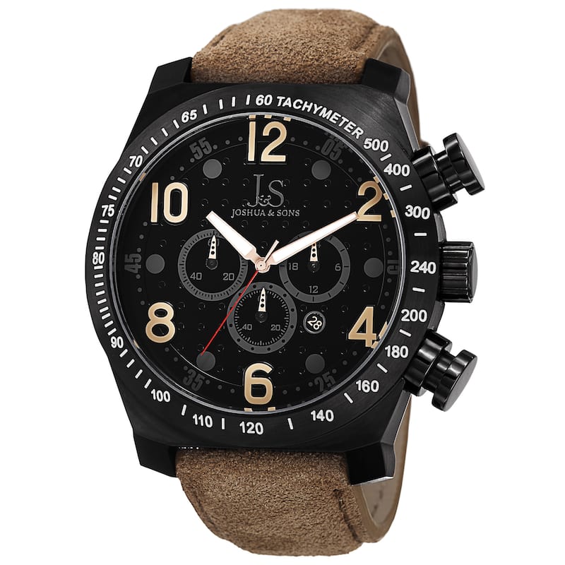 Joshua & Sons Men's Oversized Divers Chronograph Stainless Steel Sport Watch - black