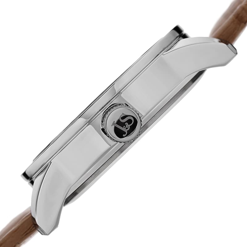 Joshua & Sons Men's Quartz Dual-Time Multifunction Leather Silver-Tone Strap Watch